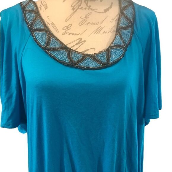 Faded Glory Blue Cold Shoulder Top Plus Size 3X - Picture 10 of 10